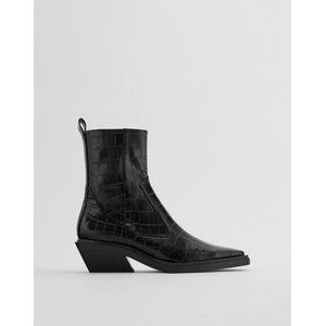 NWT Zara Animal Print Cowboy Heel Ankle Boots